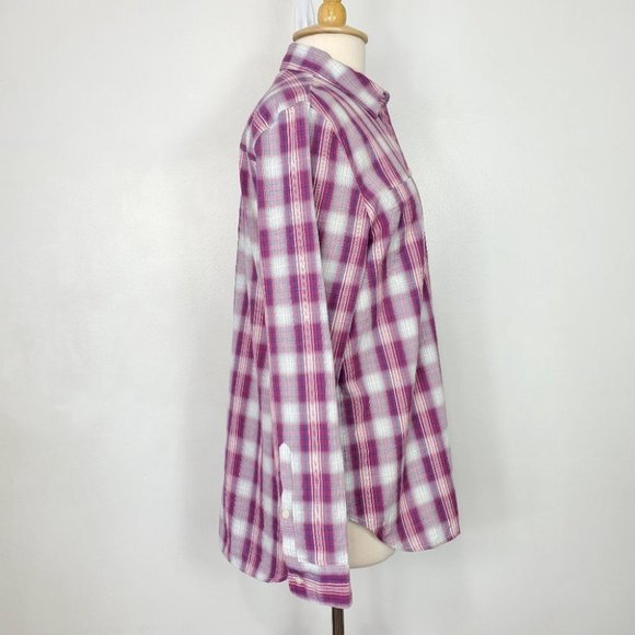Madewell Plaid 100% Cotton Preppy Long Sleeve Button Up Top Shirt Size L - Picture 6 of 13